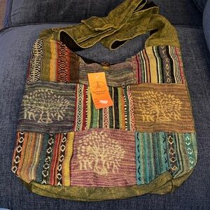 Tree of Life motif. Kathmandu Imports Multi-Patch Hobo Bag, NWT.